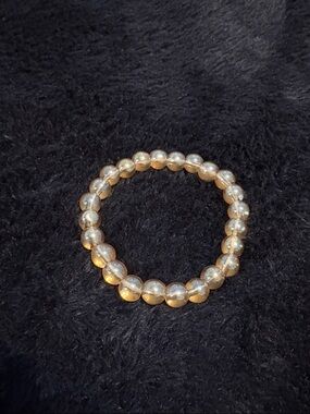 Crystal Bead Stretch Bracelet - Golden Clear